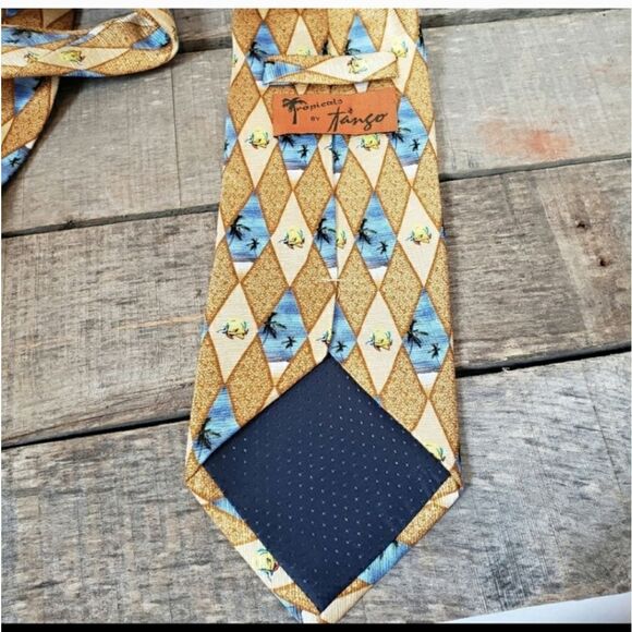 TROPICALS BY TANGO Silk Palm Tree Print Neck Tie - Picture 4 of 5